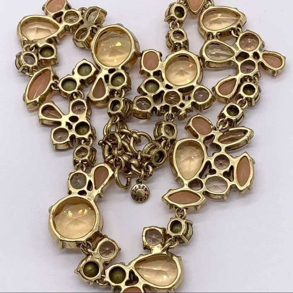 J. Crew Crystal Foliage Peach Necklace